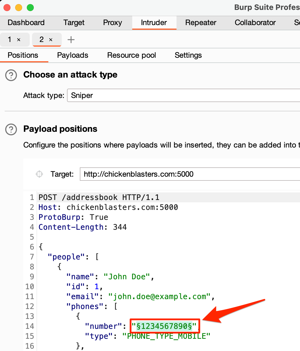 Burp Suite Intruder usage