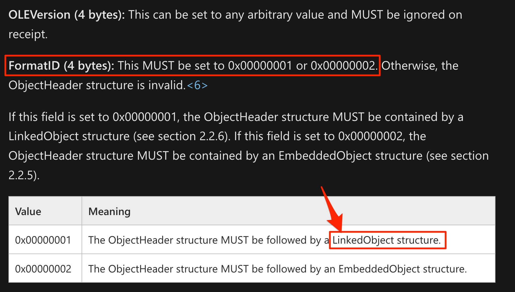 Microsoft Object Header Details