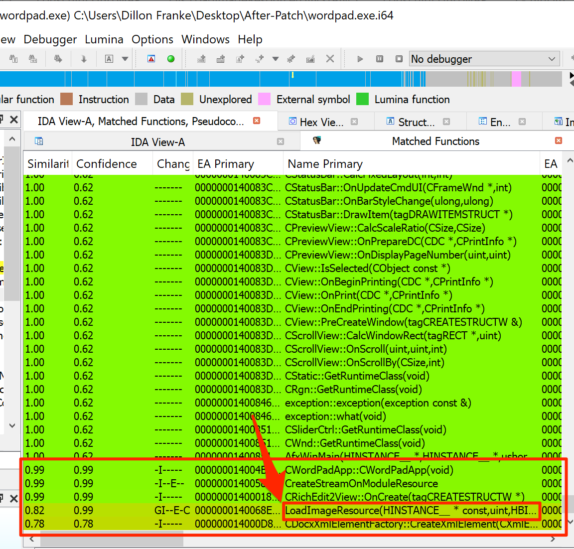 WordPad.exe modified functions